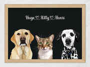 Load image into Gallery viewer, Three-pet framed portrait