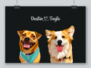 Load image into Gallery viewer, Two pet portrait on a charcoal background