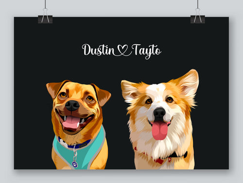 Two pet portrait on a charcoal background