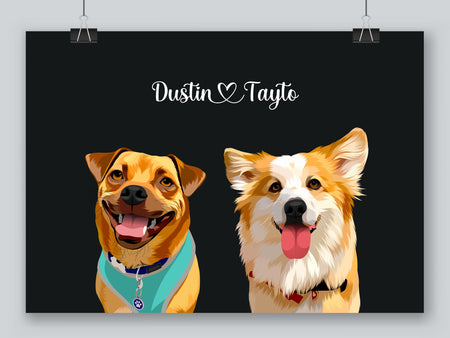 Two pet portrait on a charcoal background