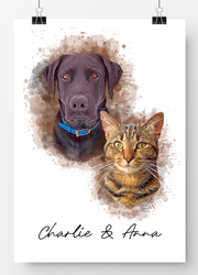 Load image into Gallery viewer, Watercolour pet portrait
