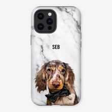 Load image into Gallery viewer, white marble dog phone case
